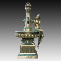 Fontaine de jardin en cuivre, sculpture d'eau, statue de fille en bronze grandeur nature avec parapluie, vente chaude