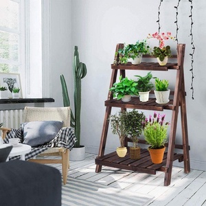 Allsome — support pliable en bois à 3 niveaux, avec <span class=keywords><strong>étagère</strong></span> <span class=keywords><strong>pour</strong></span> pots, présentoir <span class=keywords><strong>pour</strong></span> <span class=keywords><strong>serre</strong></span> <span class=keywords><strong>de</strong></span> <span class=keywords><strong>jardin</strong></span> intérieure et extérieure - Product Image 1