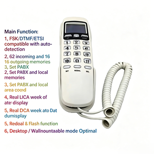 CID Línea única con cable Teléfono con cable Montado en la pared Baño Línea de ajuste analógica Teléfono Hotel y <span class=keywords><strong>hogar</strong></span> Línea terrestre básica - Product Image 6