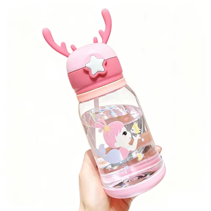 Large Capacity Cute Cartoon Crossbody Strap Straw Cup for Kindergarten &amp; Elementary School Students Convenient <strong>Plastic</strong> <strong>Drinkware</strong> - Product Image 3