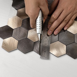 Nhôm vỏ và dính backsplash cho trang trí nhà bếp tự dính gạch hình lục giác Gạch <span class=keywords><strong>Mosaic</strong></span> - Product Image 3