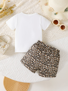 Set Estivo per Bambine: Camicia a Maniche Corte con Stampa Leopardata e Pantaloncini in Cotone, <span class=keywords><strong>Abbigliamento</strong></span> Casual per Bambini - Product Image 2