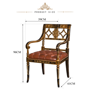 Sillón Estilo Chinoiserie Yips LD-1203-0757 con Patrón de Paisaje Pintado a Mano, Comedor, Cojín de Cuero Clásico de Lujo - Product Image 3