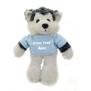 Peluche de <span class=keywords><strong>Husky</strong></span> Suave de 12 Pulgadas al por Mayor, Juguete de Peluche de Perro Negro, Animal de Peluche Reconfortante de Poliéster con Ropa y Camiseta, Fabricación OEM - Product Image 2