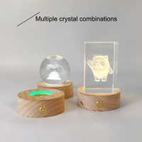 Lampe LED sans fil sur pied, 7 couleurs, rechargeable, veilleuse, lampes avec base ronde en bois, support de lampe LED, base de lampe 3D en bois
