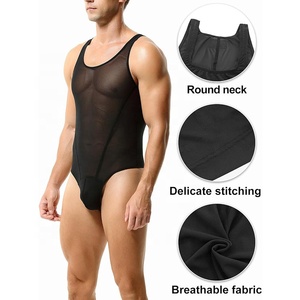 Ropa interior masculina transparente de spandex, body, singlet de lucha libre, tanga masculina, leotardo de corte alto - Product Image 3