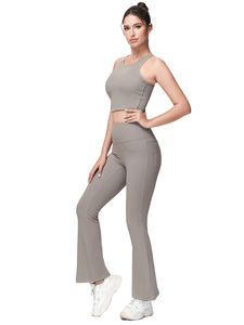 Pantalon de yoga taille haute respirant pour femme, style <span class=keywords><strong>vintage</strong></span>, coupe large, avec poches aux hanches, longueur intégrale - Product Image 3