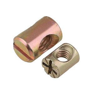 Connecteur de meuble cylindrique à visser, deux-en-un, avec capuchon de vis encastré pour trou horizontal, M6M8, finition zinc, métrique - Product Image 4