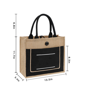 Sac en toile de jute imprimé personnalisé en gros Écologique Mode Réutilisable Fourre-tout de plage Épicerie Sacs de jute - Product Image 3