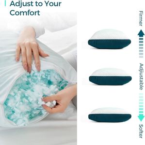Standard Shredded <b>Memory</b> <b>Foam</b> Cooling Bed Adjustable Washable the Pillow for Side Back Stomach Sleeper - Product Image 4