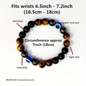 Hot Evil Eye Hommes <span class=keywords><strong>Protection</strong></span> Pierre Perlé Bracelet Double Couches <span class=keywords><strong>Oeil</strong></span> De Tigre Hématite Obsidienne Corde Wrap Bracelet Bijoux Faits À La Main - Product Image 2