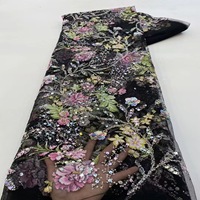 Tissu populaire à imprimé végétal avec perles et broderie de paillettes pour robes, tenues de soirée, vêtements pour enfants, chaussures, sacs, chapeaux et gilets