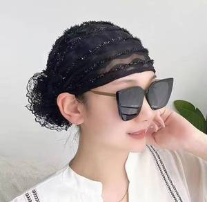 Handmade Lace Mesh Fabric Women's <b>Wedding</b> <b>Hat</b> Eco-friendly Breathable All-season Islamic Style - Product Image 1