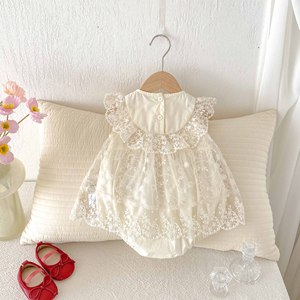 <span class=keywords><strong>Ropa</strong></span> de Verano para Bebé Niña, Body de Encaje con Lazo Rojo, Mono Dulce de Algodón para Recién Nacida - Product Image 5