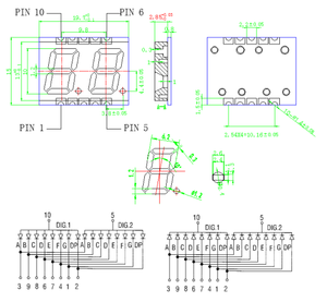 Afficheur LED SMD à 7 segments de 0,39 pouce, blanc, double chiffre, 2 chiffres, produit - Product Image 2