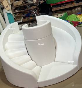 Magnifique toboggan circulaire d'intérieur gris et blanc, équipement de jeu souple pour enfants, idéal pour les fêtes d'anniversaire. - Product Image 1