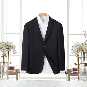 Chaqueta de Negocios Casual de Lujo para Hombre, Estilo Blouson, para Otoño, Color Sólido, Cierre de un Solo Botón, Tejido Transpirable de Lana Peinada Ligera - Product Image 3