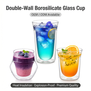 Vaso de Vidrio de Borosilicato Aislado de Primera Calidad, Apto <span class=keywords><strong>para</strong></span> <span class=keywords><strong>Microondas</strong></span>, <span class=keywords><strong>para</strong></span> Espresso, Té, Jugo, Leche, Resistente al Calor - Product Image 1