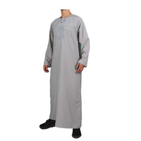 Thobe pour homme, style marocain, décontracté, manches longues, en polyester, infroissable, longueur cheville, fait main, pour usage quotidien