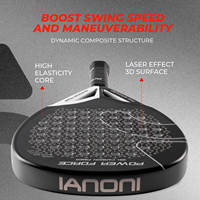 Raqueta de Pádel Profesional Caston Sports POWER FORCE Negra, de Fibra de Carbono 12K, Superficie 3D, para Competición
