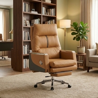 Chaise de bureau exécutive ergonomique moderne en cuir, pivotante, avec fonction massage, base chromée, structure en acier inoxydable, très vendue