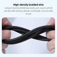 Grosir kabel USB kepang nilon 1M 3A 15W Earphone pengisi daya cepat perangkat Android & tablet Transfer Data ponsel putih dicetak