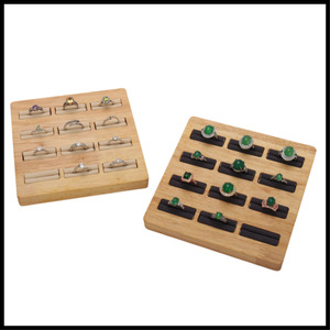 Solid Wood Jewelry Display Trays With Microfiber Lining For <b>Rings</b> <b>Necklaces</b> Bracelets Wholesale Customizable - Product Image 4