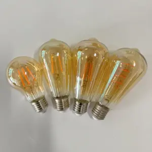 장식 호박색 유리 따뜻한 흰색 T45 A60 ST64 G80 2W 4W 220V 골동품 빈티지 레트로 에디슨 곡선 LED 필라멘트 전구