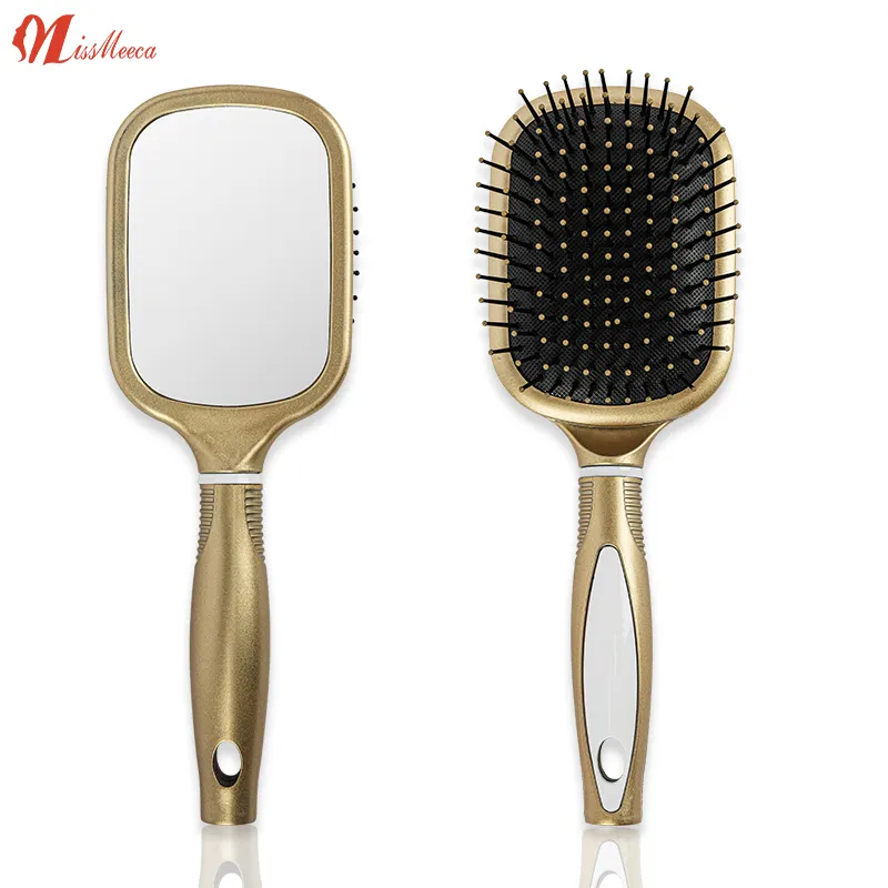 Cầm Tay Espejo De Maquillaje Vẻ Đẹp Trang Trí Nội Thất 2 Trong 1 Funky Du Lịch Miroir Detangling Lược Chải Tóc Với Trang Điểm Gương