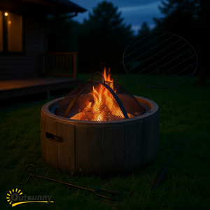 Brasero d'extérieur Outsunny en bois de 18 pouces, effet souche de bois avec écran anti-étincelles, pour jardin, camping et usage extérieur - Product Image 2