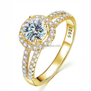 GRA certificado D Color <span class=keywords><strong>Moissanite</strong></span> 2 filas halo anillo 925 plata esterlina rodio plateado <span class=keywords><strong>1</strong></span> 2 <span class=keywords><strong>Ct</strong></span> mujeres compromiso boda joyería fina - Product Image 2