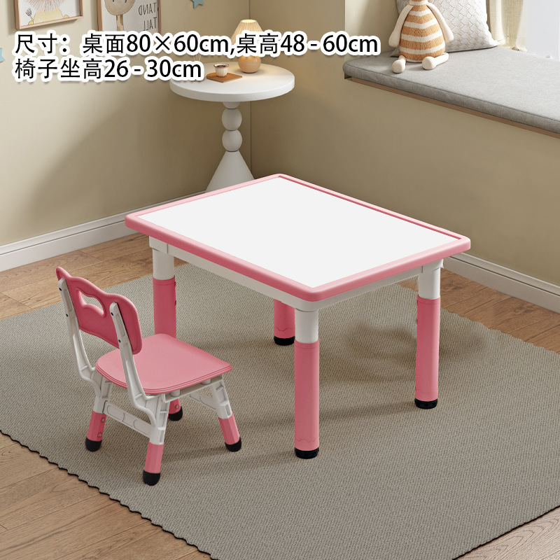 Whiteboard, light pink, table and chair