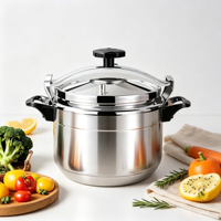 Casserole à pression en aluminium poli de 9 litres, à fond non inductif, en alliage d'aluminium, pour usage industriel et commercial, cuisson rapide, Olla
