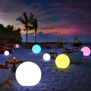 New Arrival PE IP67 Waterproof Outdoor White Round Ball Decoration RGB colorful LED Floating Ball Lamp