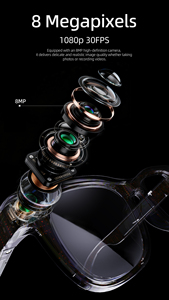 نظارات ذكية للترجمة الفورية بتقنية الذكاء الاصطناعي لعام <span class=keywords><strong>2026</strong></span>، تسجيل فيديو بدقة 1080 بكسل، كاميرا 8 ميجابكسل للتصوير الرياضي مع خاصية التعرف على الأشياء - Product Image 5