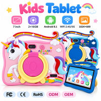 Tablette pour enfants 7 pouces Android 8.1 2 Go 16 Go WiFi 1024x600 rose, tablette éducative pour enfants avec étui licorne et support