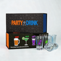 Kit de jeu de fête tout-en-un : cartes flash amusantes, verres à shot, balles de beer pong pour des soirées en groupe.