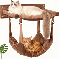 Ensemble d'ameublement mural pour chat en bois massif, avec hamac détachable, échelle d'escalade et perchoir mural à combinaison libre