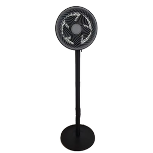Ventilateur sur pied circulateur de haute qualité, 9 pouces, gris foncé, en plastique, réglable mécaniquement en hauteur, avec minuterie, léger, soufflage doux et froid, pour extérieur - Product Image 1