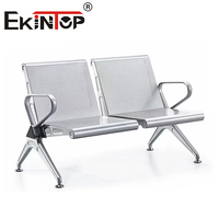 Ekintop Chaise d'attente moderne en acier chromé 3 places Station d'hôpital Réception Banc d'attente Chaise