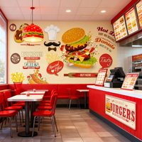 Papier Peint Mural Autocollant Moderne pour Chambre à Coucher : Affiche Murale de Restaurant Fast-Food, Hôtelier, Pizzeria