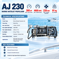 Nouveau système de propulsion à jet d'eau marine AJ230 260HP 190kW 4600RPM à flux mixte pour bateau de travail, de sauvetage et de patrouille RIB