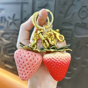 New Cute Simulated Resin 3D Fruit Large Strawberry Keychain Bag Charm Strawberry Car <b>Key</b> <b>Ring</b> Women Girl Pendant <b>Accessory</b> - Product Image 1
