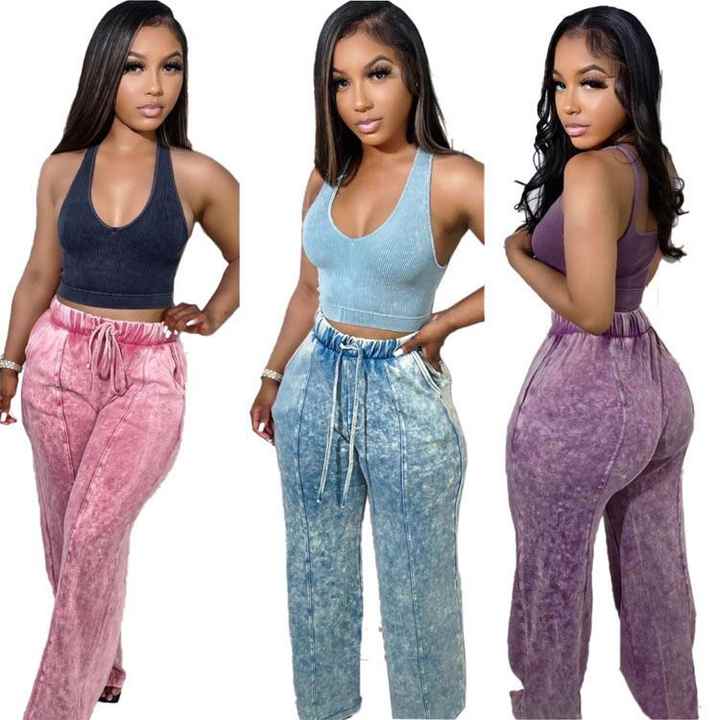 Aiden Wide Leg Trouser in Raspberry Tie Dye by ExVoto