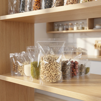 Sachet refermable transparent à fermeture éclair 12*19+4cm, en PET+PE laminé, pochette plastique hautement transparente pour solutions d'emballage alimentaire