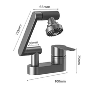 Robinet de lavabo en acier inoxydable avec noyau de valve en céramique, rotation à 360°, monotrou, 1 poignée, aérateur, gris anthracite, pour chambre à coucher