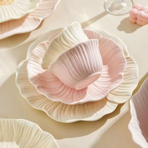 Juego de Vajilla de Cerámica, Plato para Uso Doméstico, Nuevo Modelo 2026, Pintura Mate <span class=keywords><strong>Rosa</strong></span>/Amarilla, Hecho a Mano, Regalo para Celebración de Bodas - Product Image 6