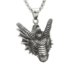 สร้อยคอจี้หัวมังกรสแตนเลส สไตล์พังก์ ของขวัญเครื่องประดับรูปสัตว์ - Product Image 1