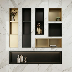 Niche de douche moderne noire en acier inoxydable 304 avec éclairage LED 24"x12" – Insert mural encastré pour salle de bain - Product Image 5