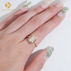 Bijoux fantaisie, émeraude 7*9MM, diamant glacé, argent 925, moissanite VVS, bague de mariage en or, bague de fiançailles pour femme, cadeau - Product Image 5